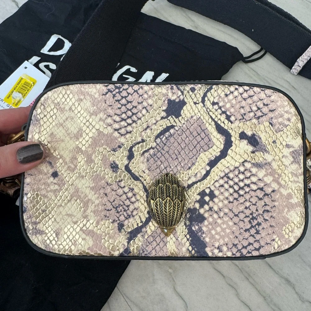 Kurt Geiger Pink and Cream Snakeskin Crossbody Bag - Picture 4 of 4